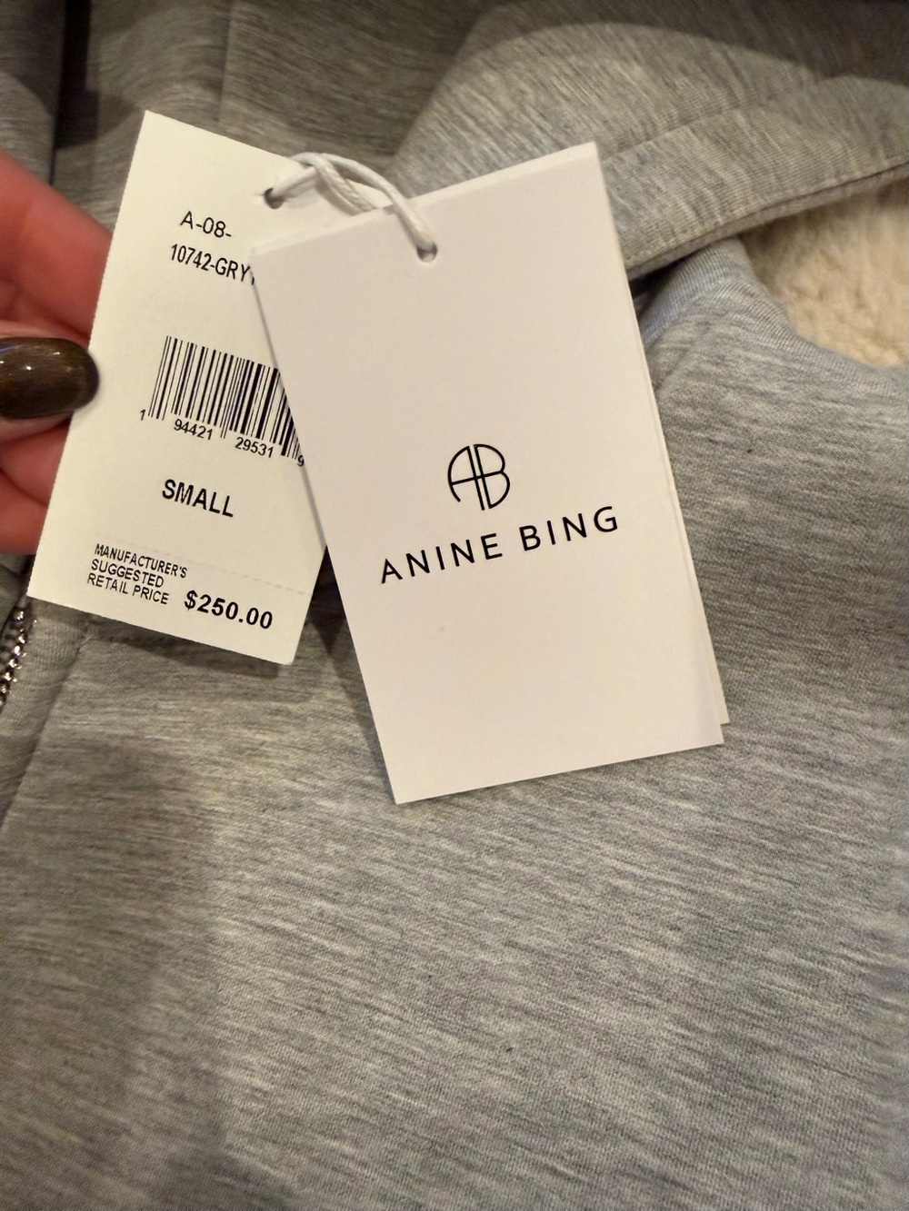 Anine Bing Grey Bond Zip Hoodie - Picture 13 of 15